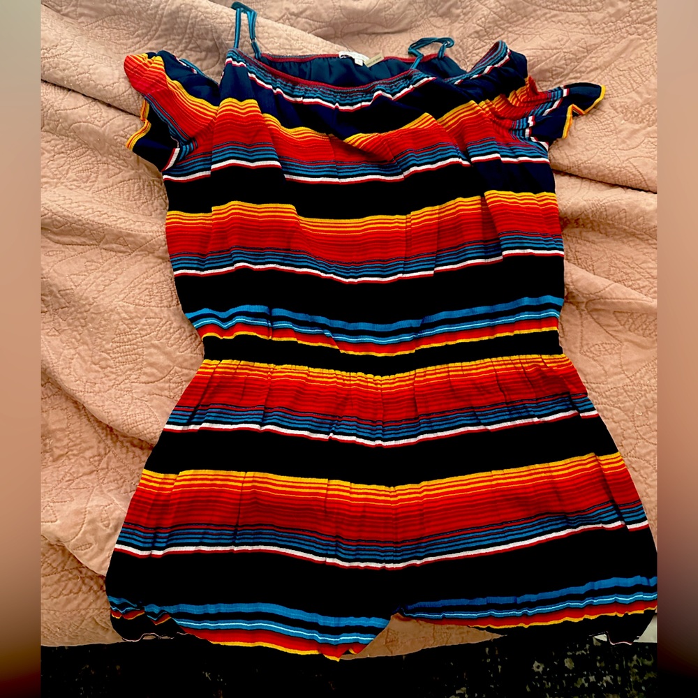 Striped off the shoulder romper